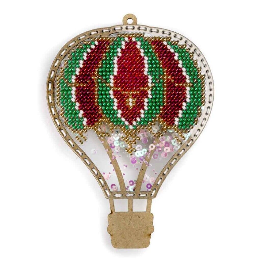 Bead Embroidery Kit on Plastic Green balloon DIY Christmas tree toy