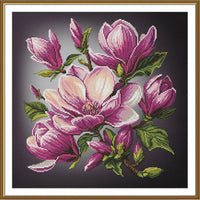 Counted Cross Stitch Kit Magnolias Flowers DIY Unprinted canvas