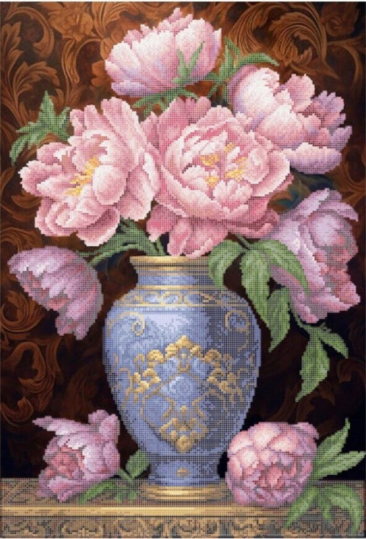 Bead Embroidery Kit Peonies Flowers DIY Bead needlepoint Bead stitching