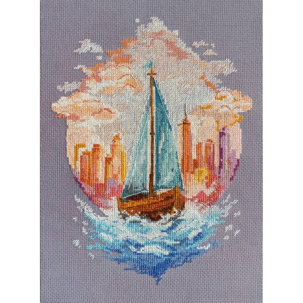 Counted Cross Stitch Kit On a wave of adventure DIY Unprinted canvas