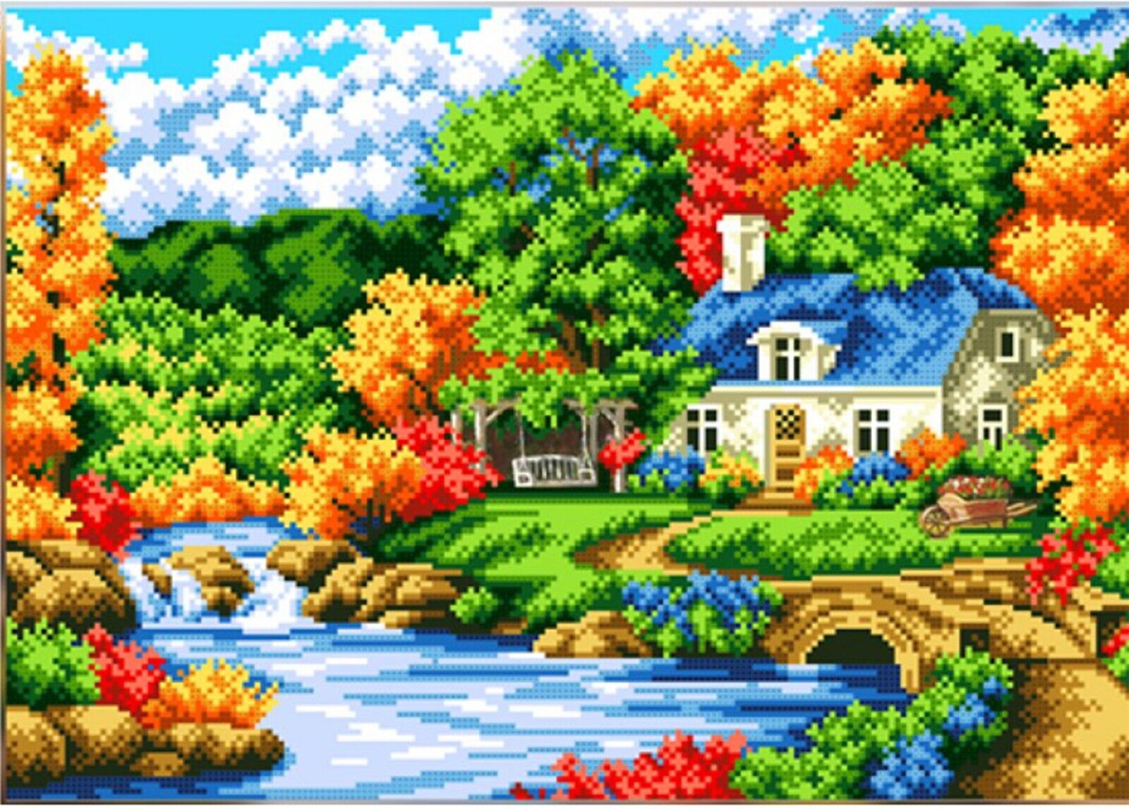 Full Bead Embroidery Kit Autumn Fall DIY Beaded needlepoint Beaded stitching