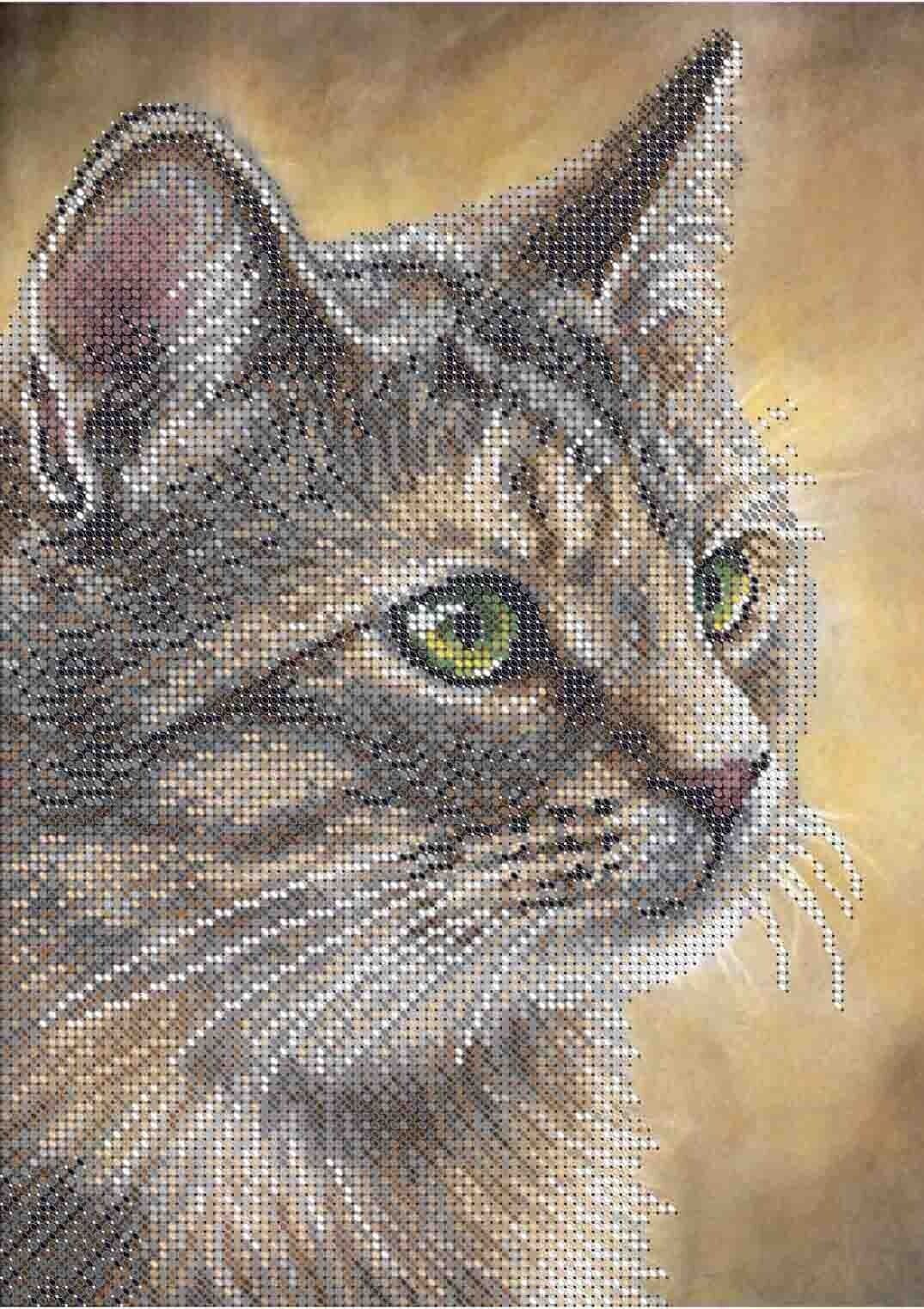 Bead Embroidery Kit Cat DIY Beaded needlepoint Beaded stitching