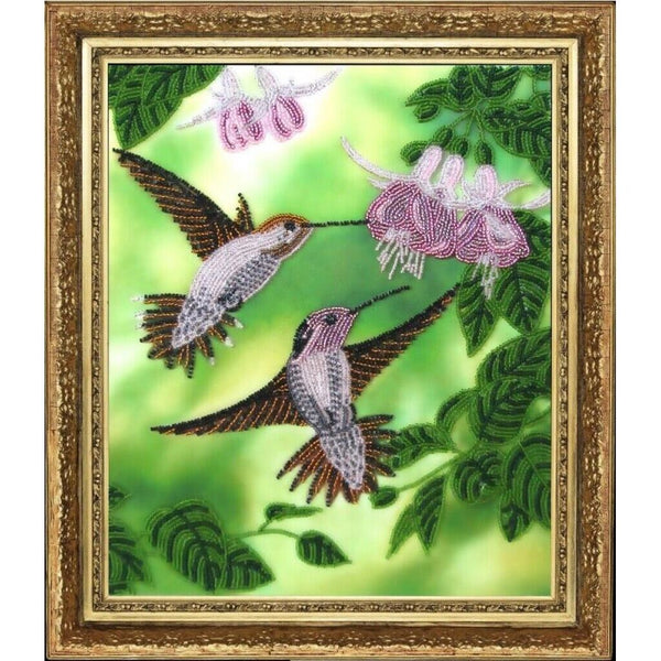 Bead Embroidery kit Hummingbird Beaded needlepoint Bead stitching Beadwork