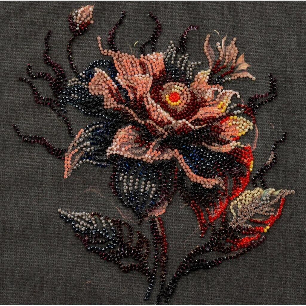 Bead Embroidery Kit Flower of the night Beaded stitching Bead needlepoint DIY