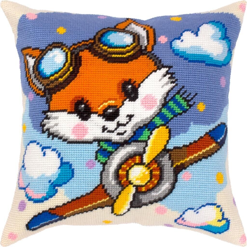 Tapestry Pillow Cover DIY kit "Little fox" Needlepoint kit Printed canvas