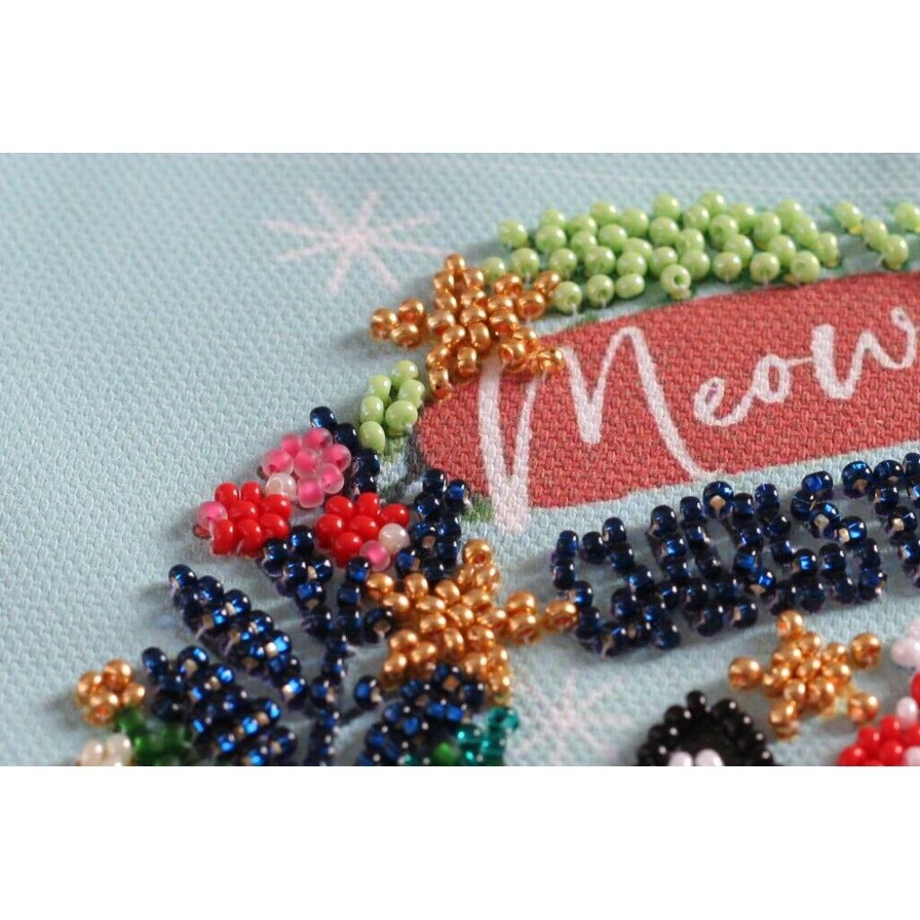 Bead Embroidery Kit Christmas cat Bead stitching Bead needlepoint DIY