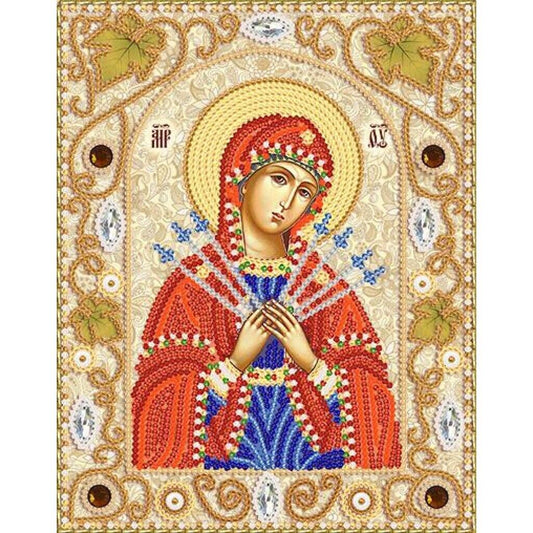 Bead Embroidery Kit Icon Mother of God Beaded stitching Beadwork DIY