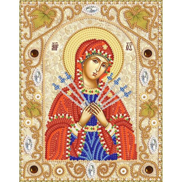 Bead Embroidery Kit Icon Mother of God Beaded stitching Beadwork DIY