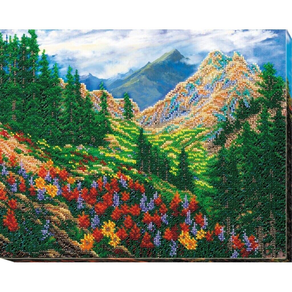 Bead Embroidery Kit Mountain landscape Bead stitching Bead needlepoint Beadwork