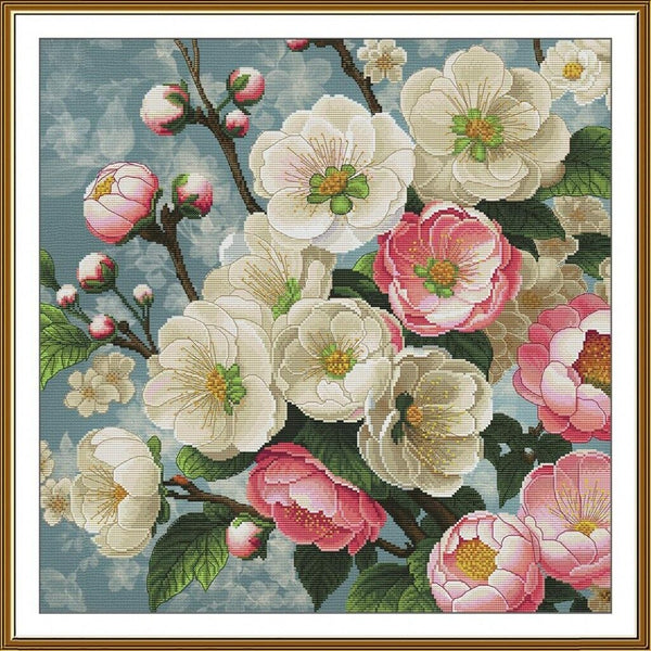 Counted Cross Stitch Kit Apples Flowers DIY Unprinted canvas