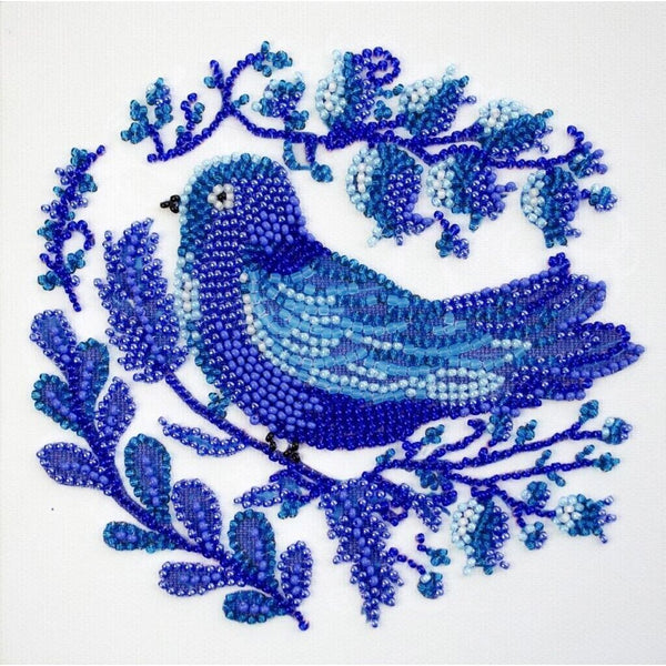 Bead Embroidery Kit Blue bird Beaded stitching Bead needlepoint DIY