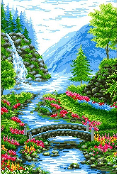 Big Full Bead Embroidery Kit Waterfall DIY Beaded needlepoint Beaded stitching