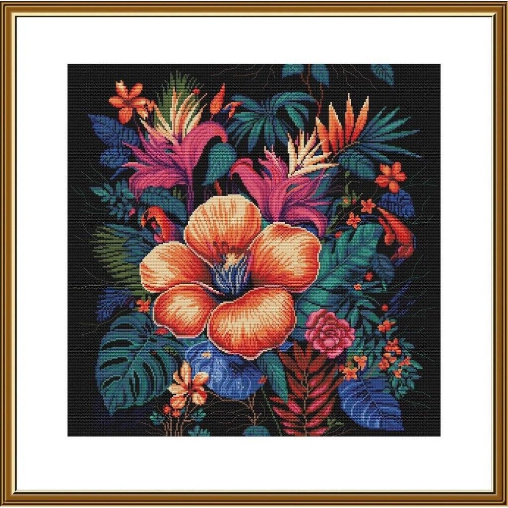Counted Cross Stitch Kit Tropic flowers DIY Nova Sloboda