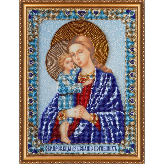 Bead Embroidery Kit Icon Virgin Mary Mother of God Beaded stitching DIY