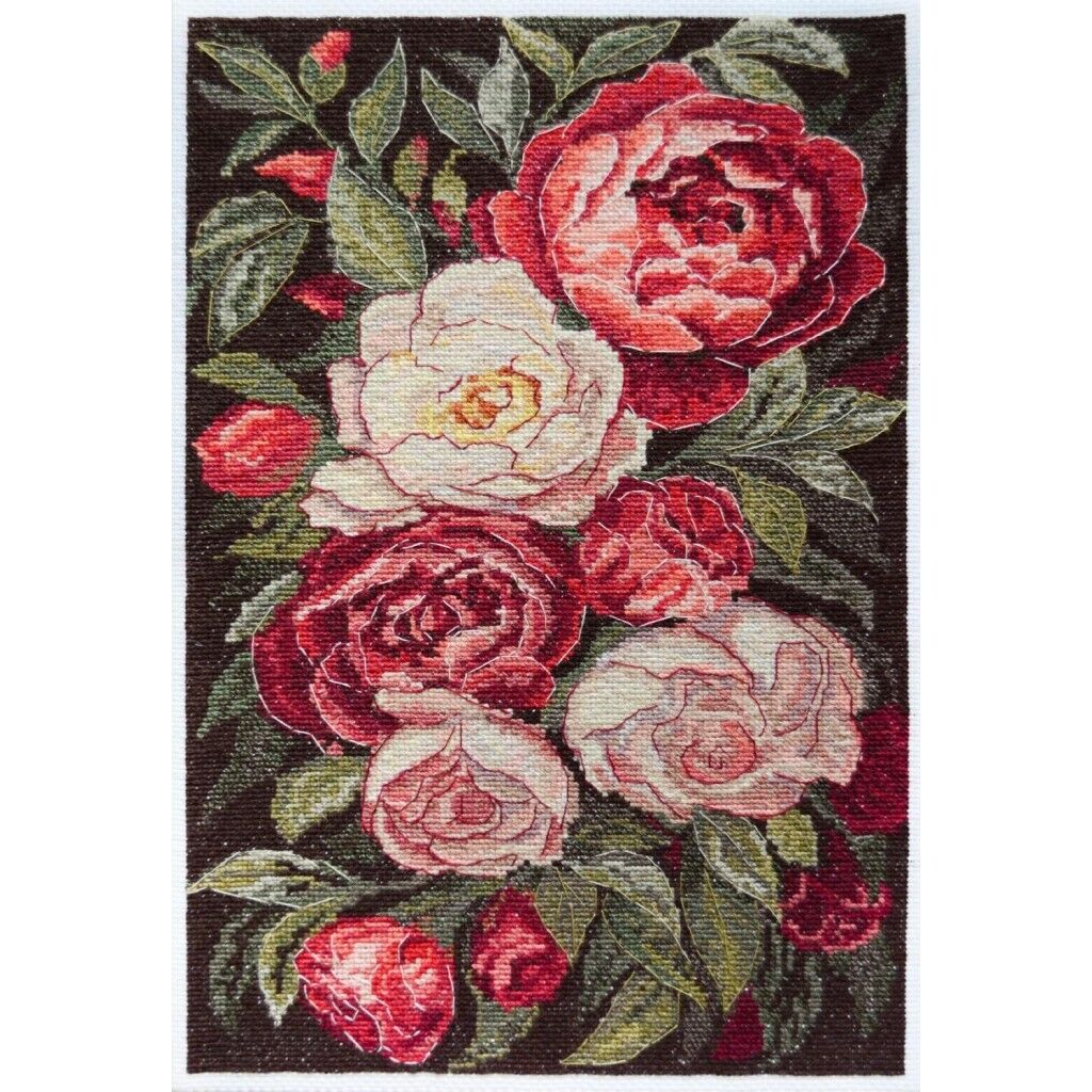 Counted Cross Stitch Kit Roses DIY Unprinted canvas