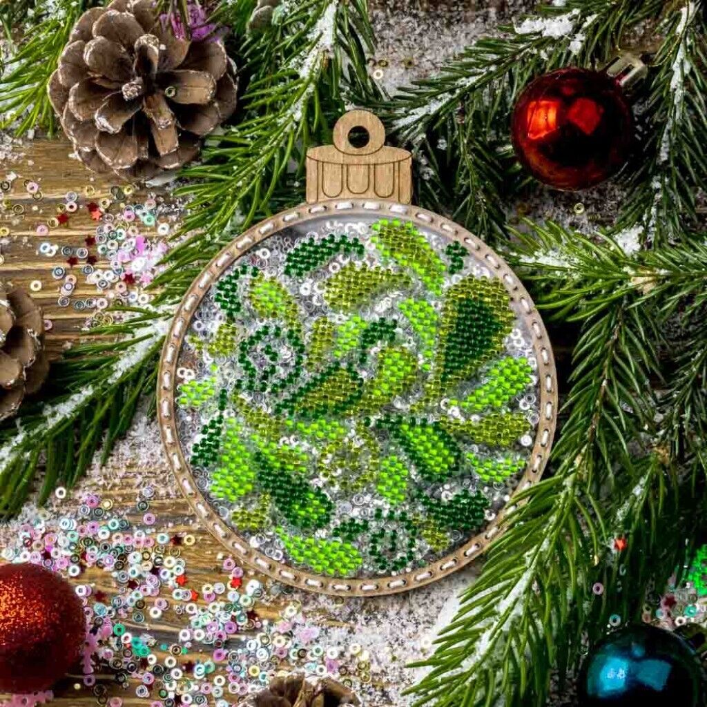 Bead Embroidery Kit on Plastic Ornament Ball DIY Christmas tree toy