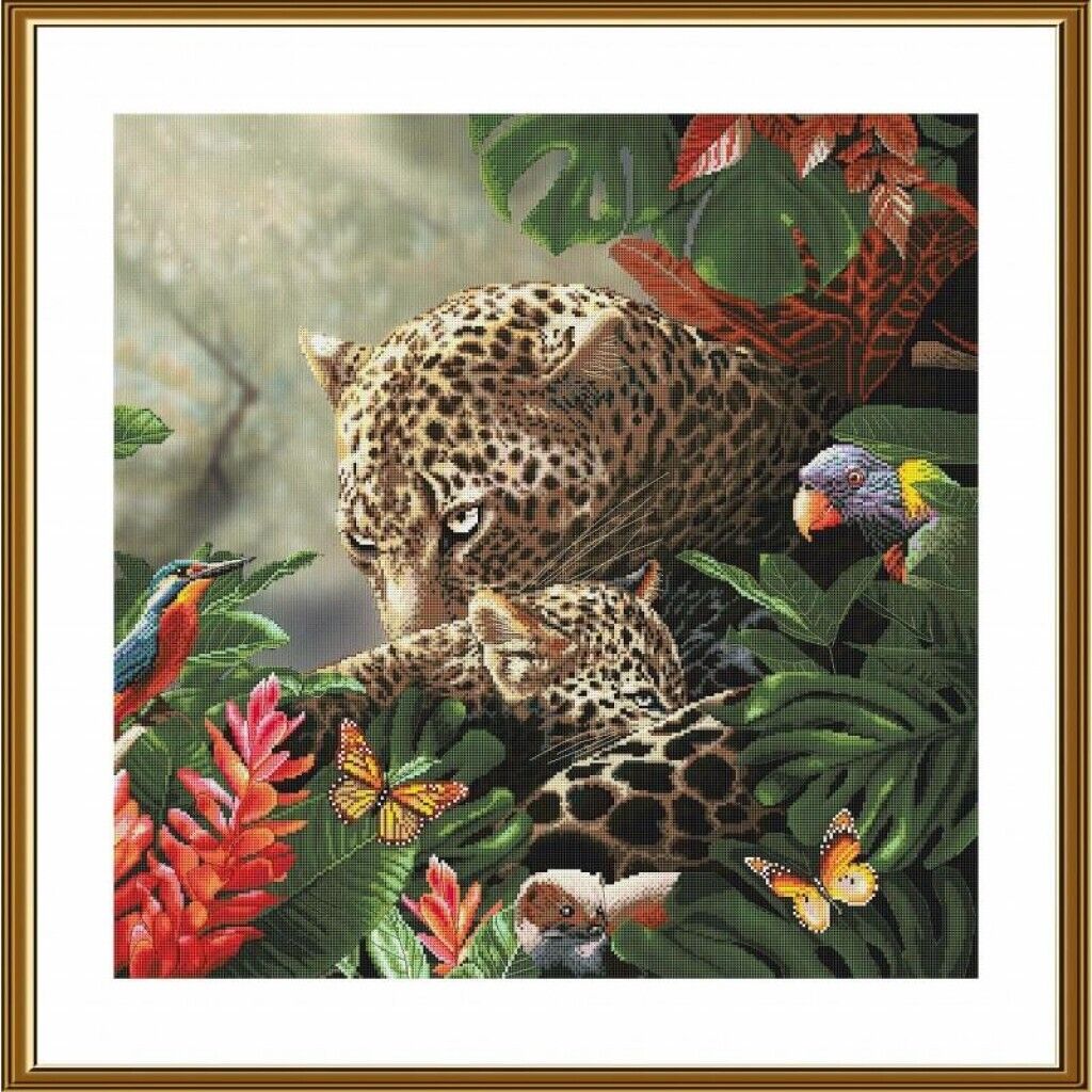 Counted Cross Stitch Kit Leopard DIY Unprinted canvas