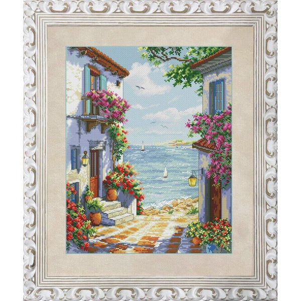 Counted Cross Stitch Kit Azure Coast DIY Unprinted canvas