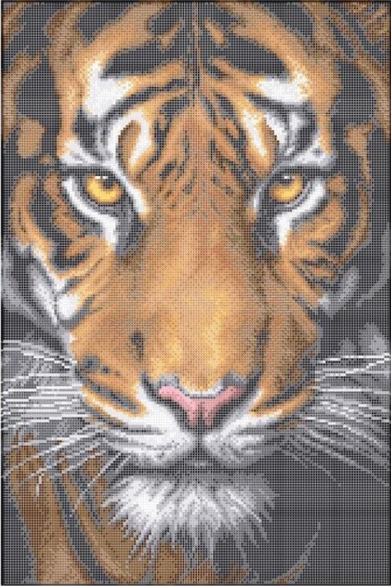 Bead Embroidery Kit Tiger DIY Bead needlepoint Bead stitching