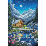 Counted Cross Stitch Kit Moonlit night DIY Unprinted canvas