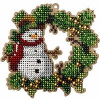 Bead Embroidery Kit on Wood Christmas wreath DIY Christmas tree toy