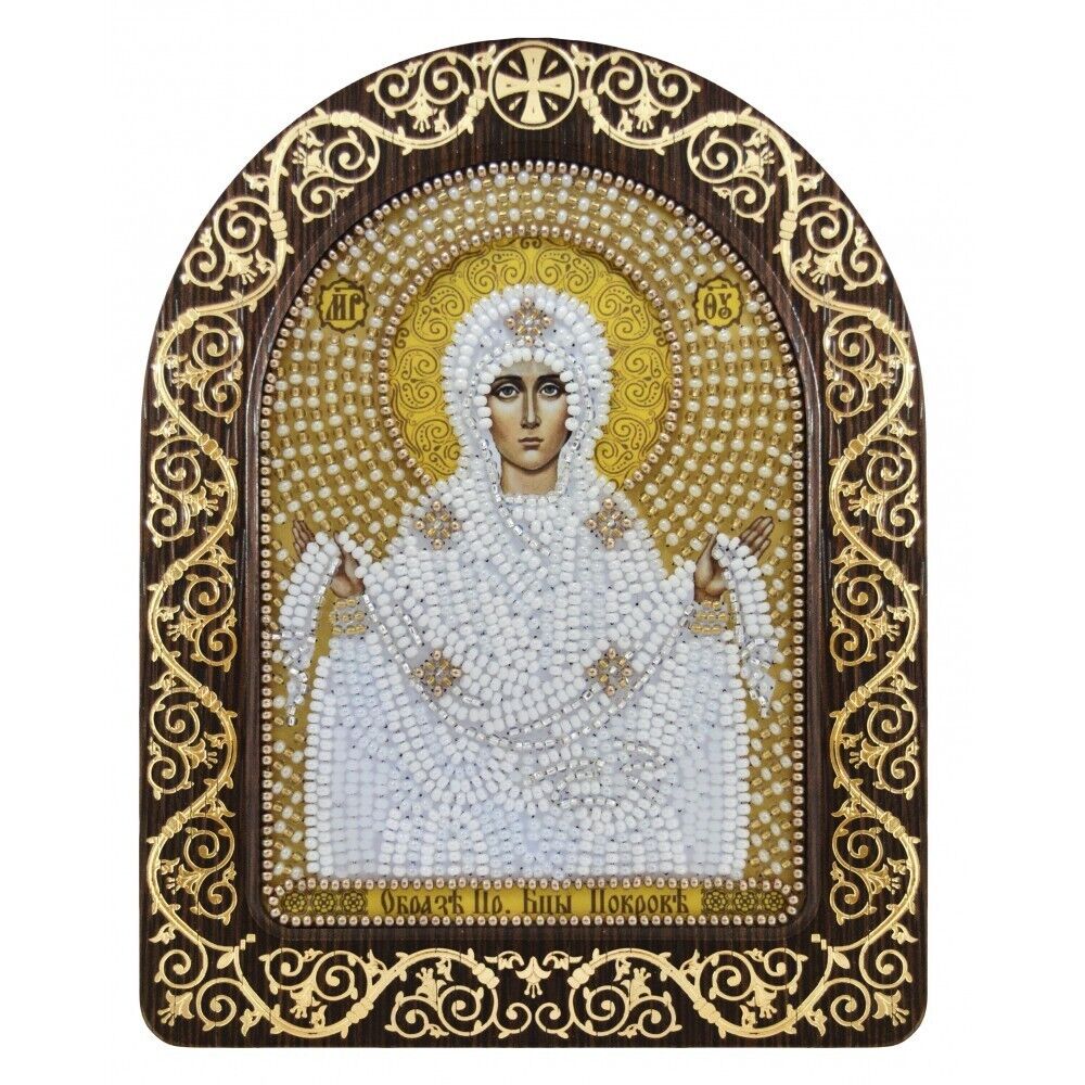 Bead Embroidery Kit Icon Virgin Mary Mother of God DIY Bead needlepoint Beadwork