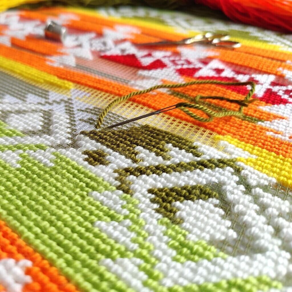 Tapestry Pillow Cover DIY kit "Guatemala" Needlepoint kit Printed canvas