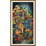 Counted Cross Stitch Kit Bright city DIY Unprinted canvas