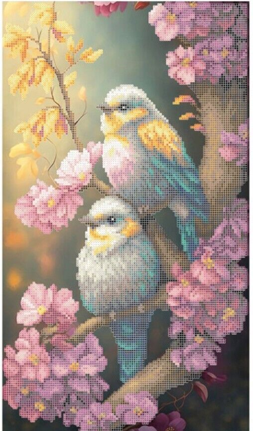 Bead Embroidery Kit Birds DIY Bead needlepoint Bead stitching