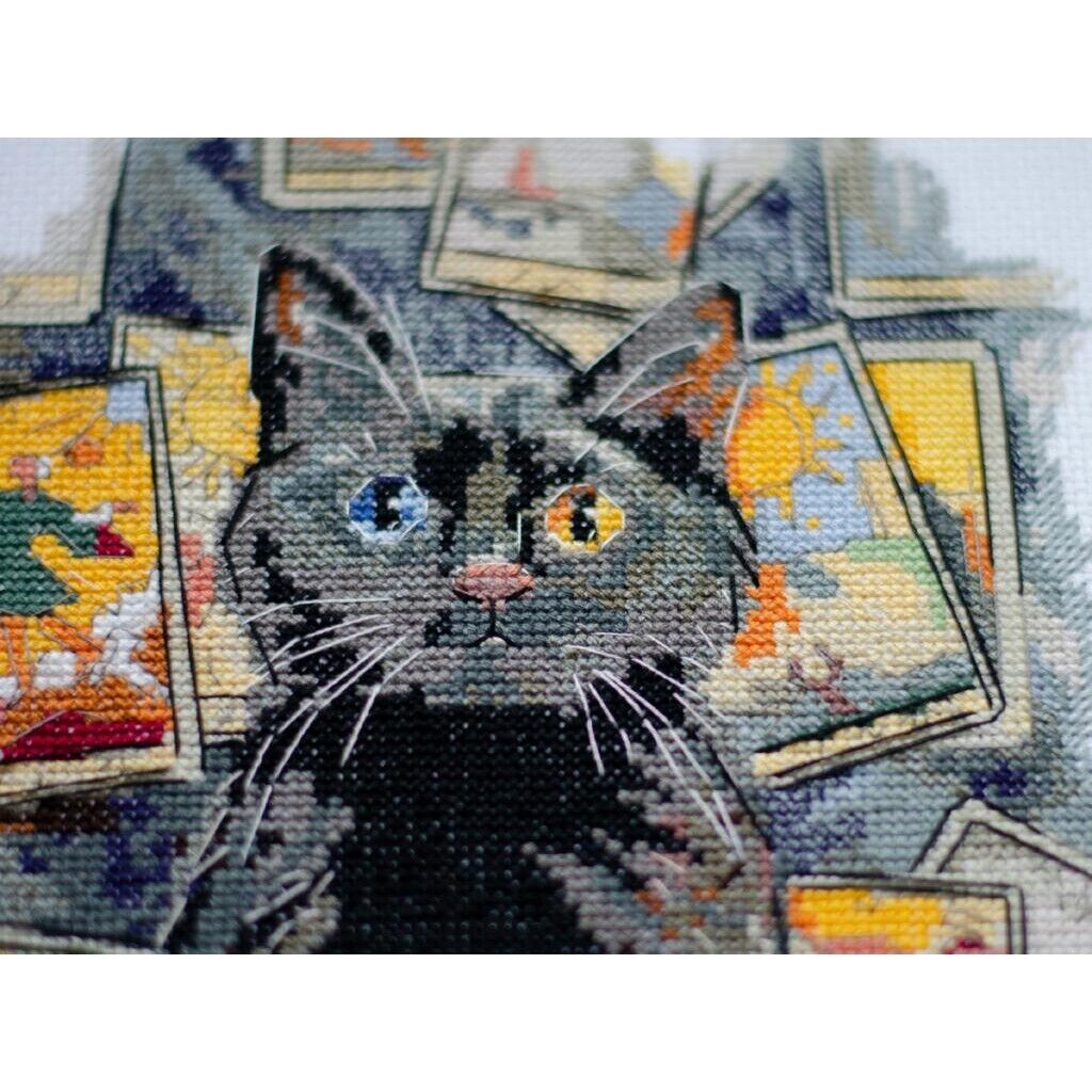 Counted Cross Stitch Kit Cat DIY Unprinted canvas