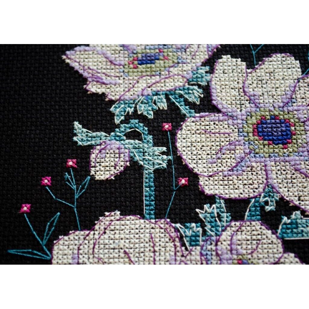 Counted Cross Stitch Kit Night flowers DIY Unprinted canvas