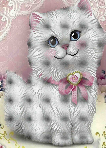 Bead Embroidery Kit Cat DIY Beaded needlepoint Beaded stitching