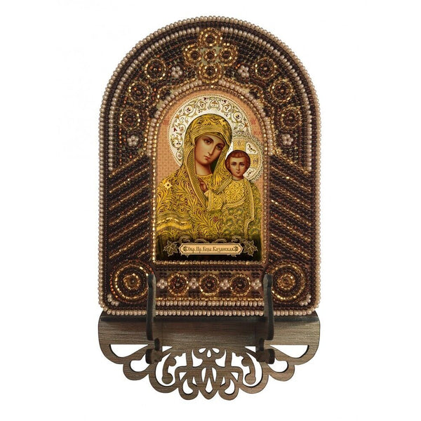 Bead Embroidery Kit Icon Virgin Mary Mother of God DIY Neddlepoint kit