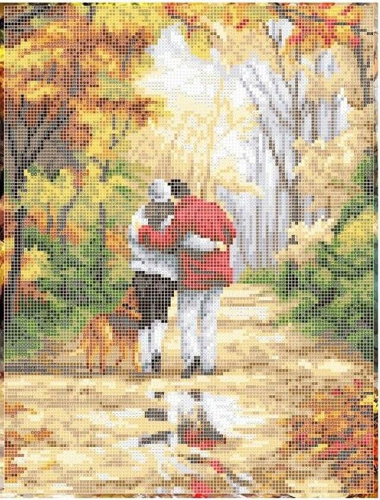 Full Bead Embroidery Kit Autumn walk DIY Bead needlepoint Bead stitching