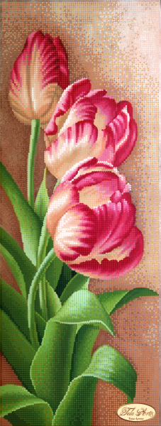 Full Bead Embroidery Kit Tulips Flowers DIY Bead needlepoint Beaded stitching