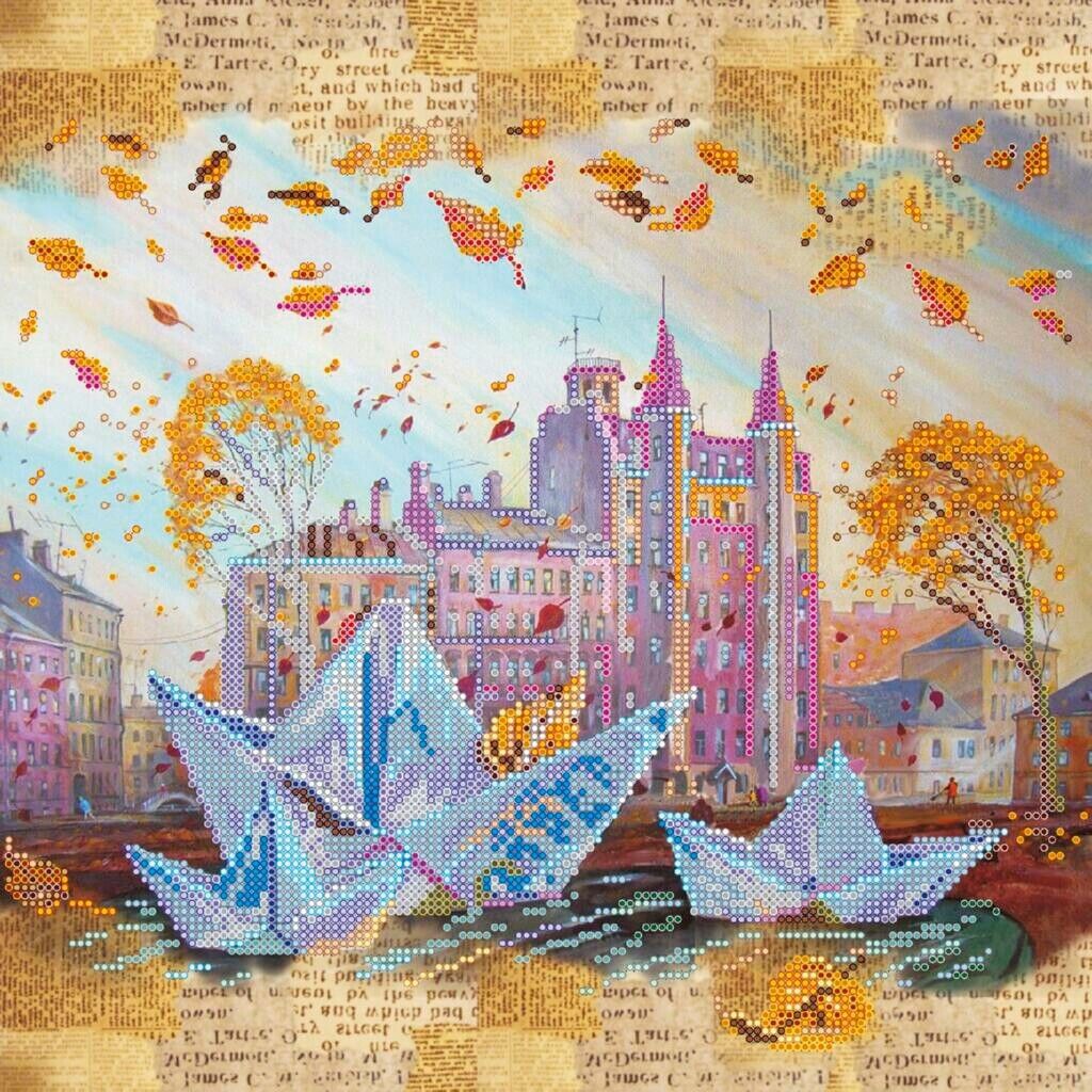 Bead Embroidery Kit Paper boats Bead stitching Bead needlepoint DIY