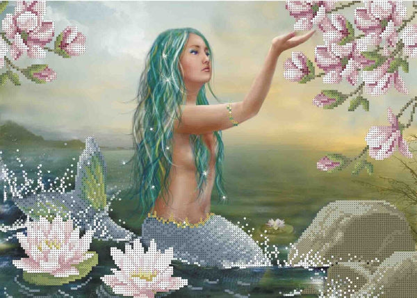 Bead Embroidery Kit Mermaid DIY Beaded needlepoint Beaded stitching