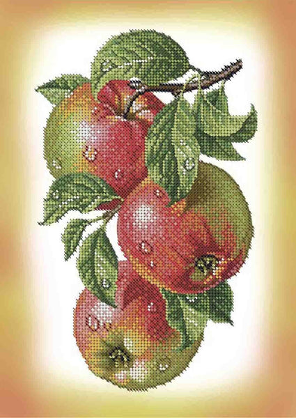 Bead Embroidery Kit Apples DIY Beaded needlepoint Beaded stitching