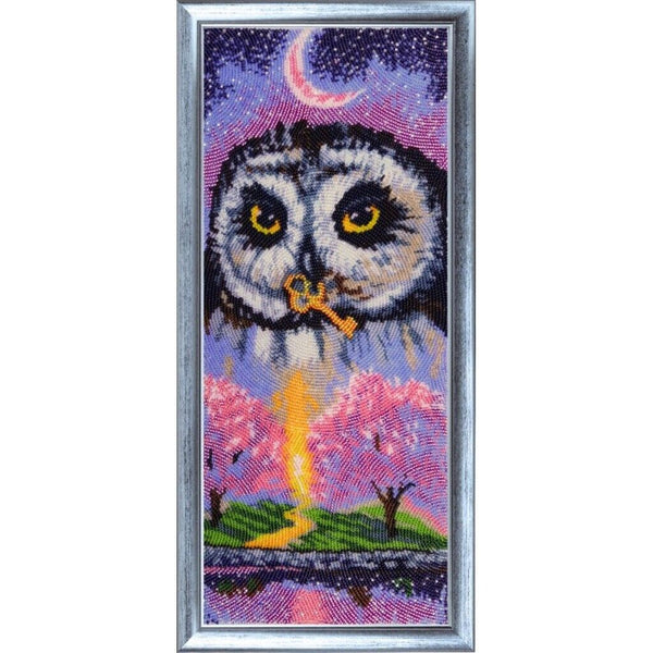 Bead Embroidery Kit Spring owl DIY Bead needlepoint Beadwork