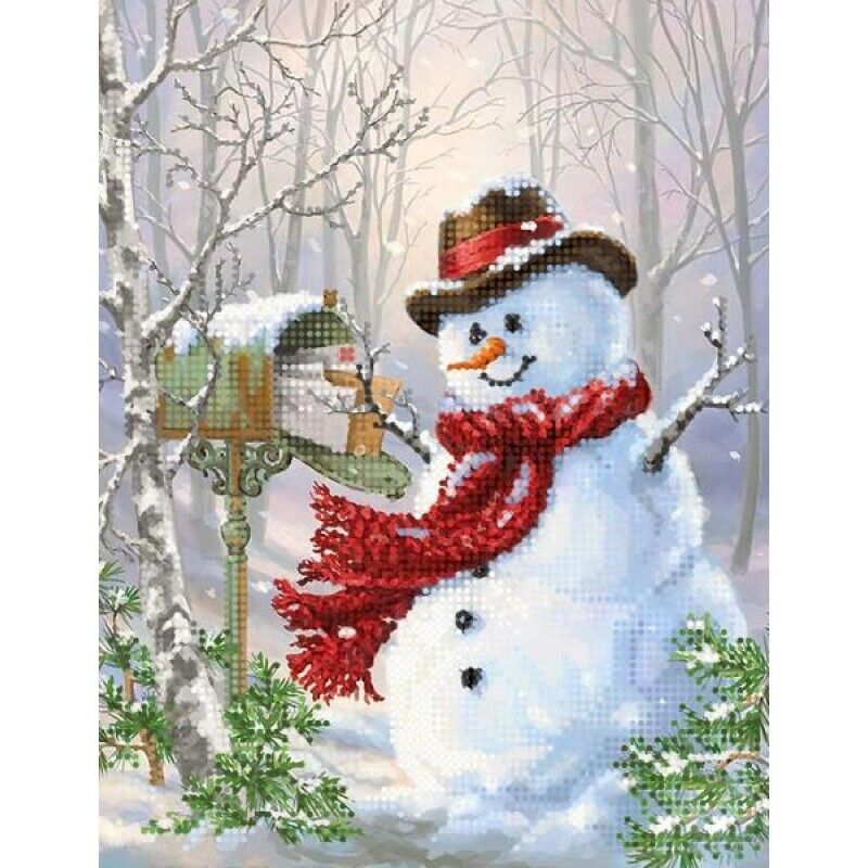 Bead Embroidery Kit Snowman DIY Bead needlepoint Bead stitching