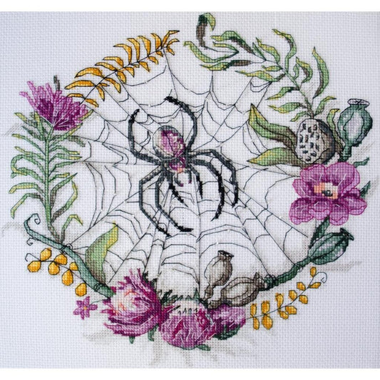 Counted Cross Stitch Kit Spider in the flowers DIY Unprinted canvas