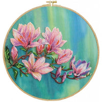 Bead Embroidery Kit Magnolia Flowers Beaded stitching Bead needlepoint DIY