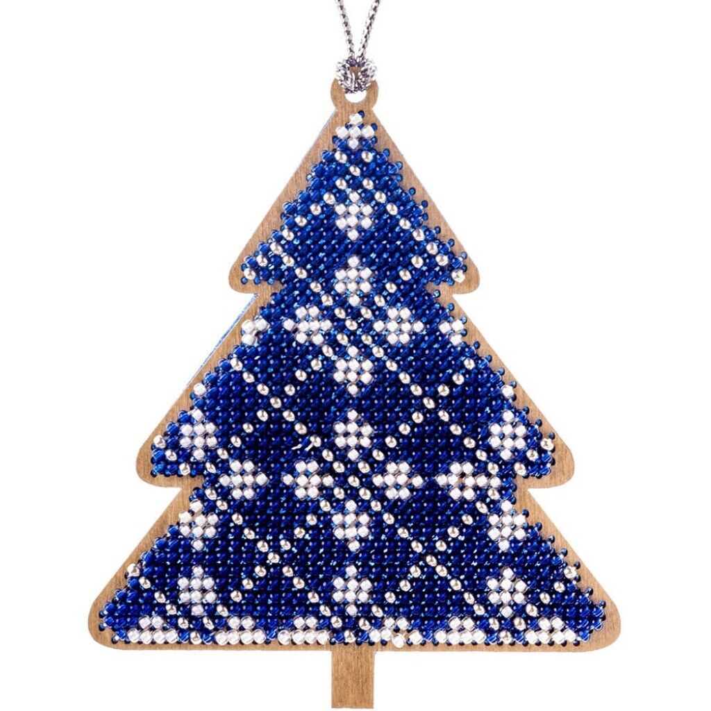 Bead Embroidery Kit on Wood Christmas tree DIY Christmas tree toy