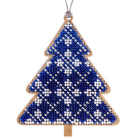 Bead Embroidery Kit on Wood Christmas tree DIY Christmas tree toy