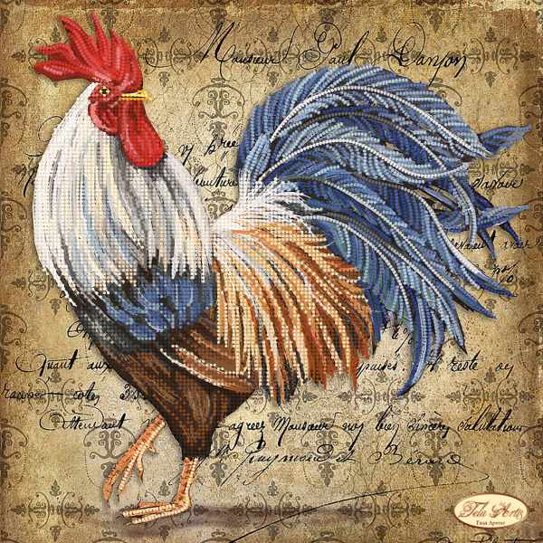 Bead Embroidery Kit Rooster Beaded needlepoint Beaded stitching Beadwork DIY