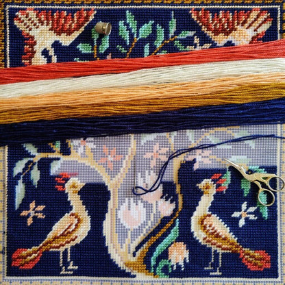 Tapestry Pillow Cover DIY kit "Birds" Needlepoint kit Printed canvas