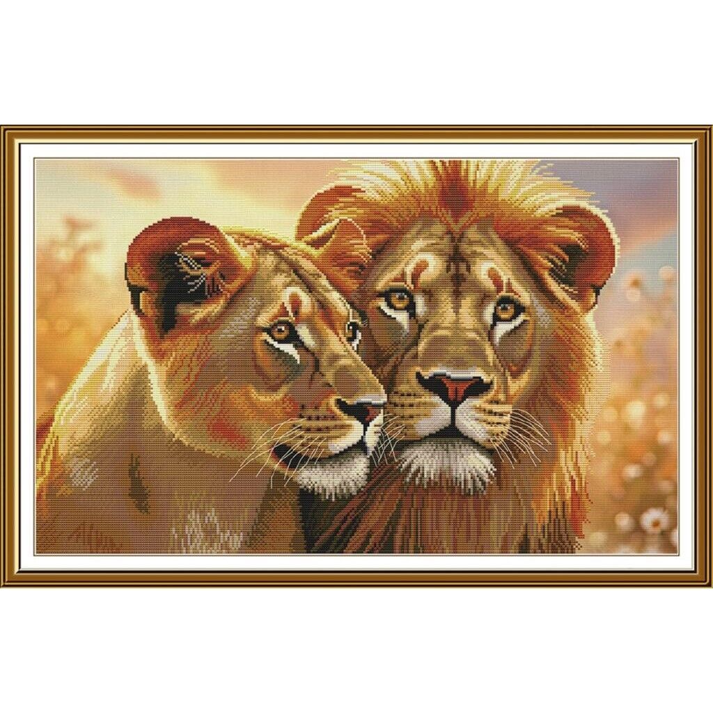 Counted Cross Stitch Kit Lion DIY Unprinted canvas