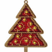 Bead Embroidery Kit on Wood Christmas tree DIY Christmas tree toy