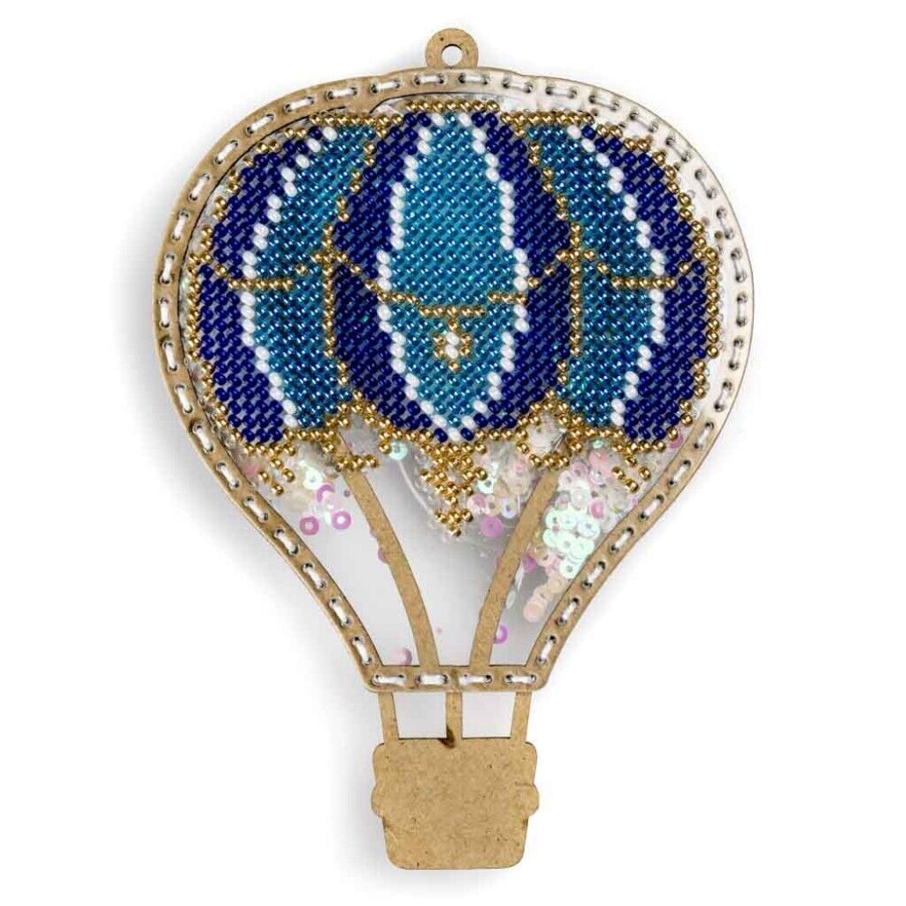 Bead Embroidery Kit on Plastic Blue balloon DIY Christmas tree toy