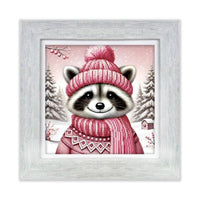 Bead Embroidery Kit Winter raccoon DIY Beaded needlepoint Beaded stitching